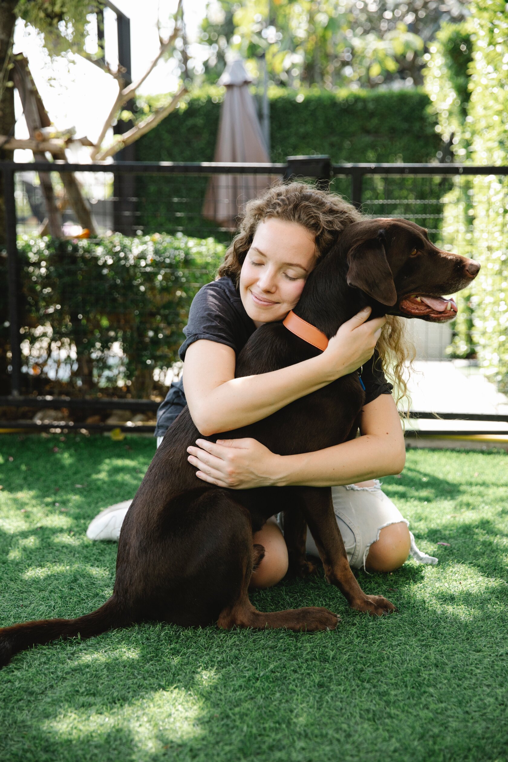 A girl with a dog