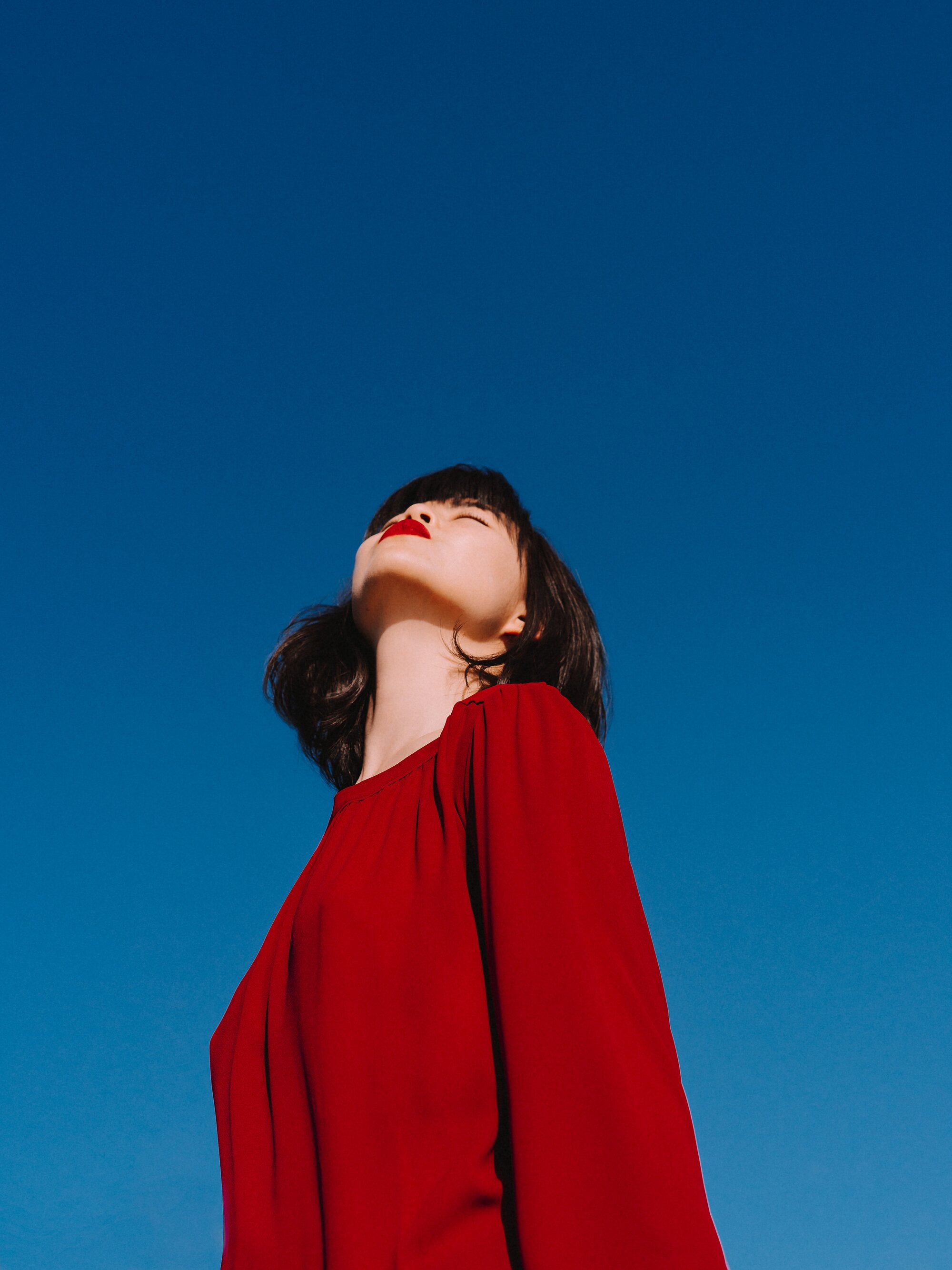 A girl with a red sweater